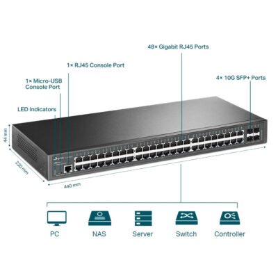 Switch TP-Link JetStream TL-SG3452X – 48 Ports Gigabit L2+ avec 4 SFP+ 10GE – Image 2