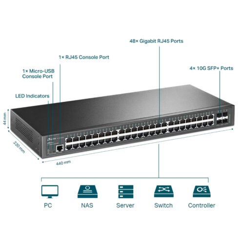 Alternative view of Switch TP-Link JetStream TL-SG3452X – 48 Ports Gigabit L2+ avec 4 SFP+ 10GE