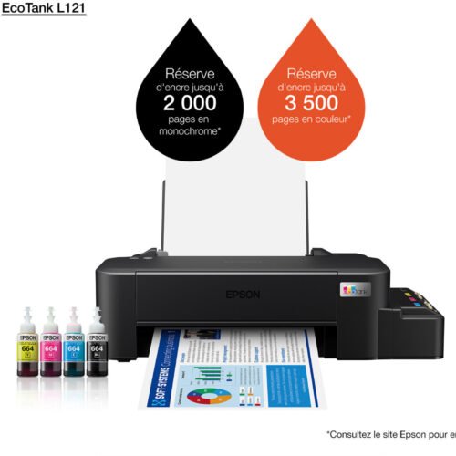 Imprimante Epson EcoTank L121 Couleur – Réservoirs Rechargeables (C11CD76413)