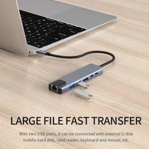 Alternative view of Adaptateur USB-C 6-en-1 – HDMI 4K, RJ45, USB 3.0