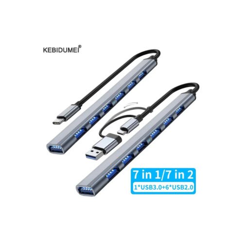 Hub USB / USB-C 2-en-1 – 7 Ports