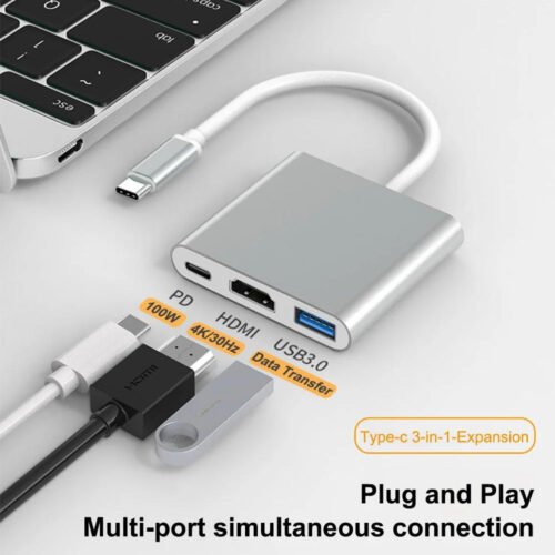Adaptateur USB-C 3-en-1 – HDMI, USB 3.0, PD 87W