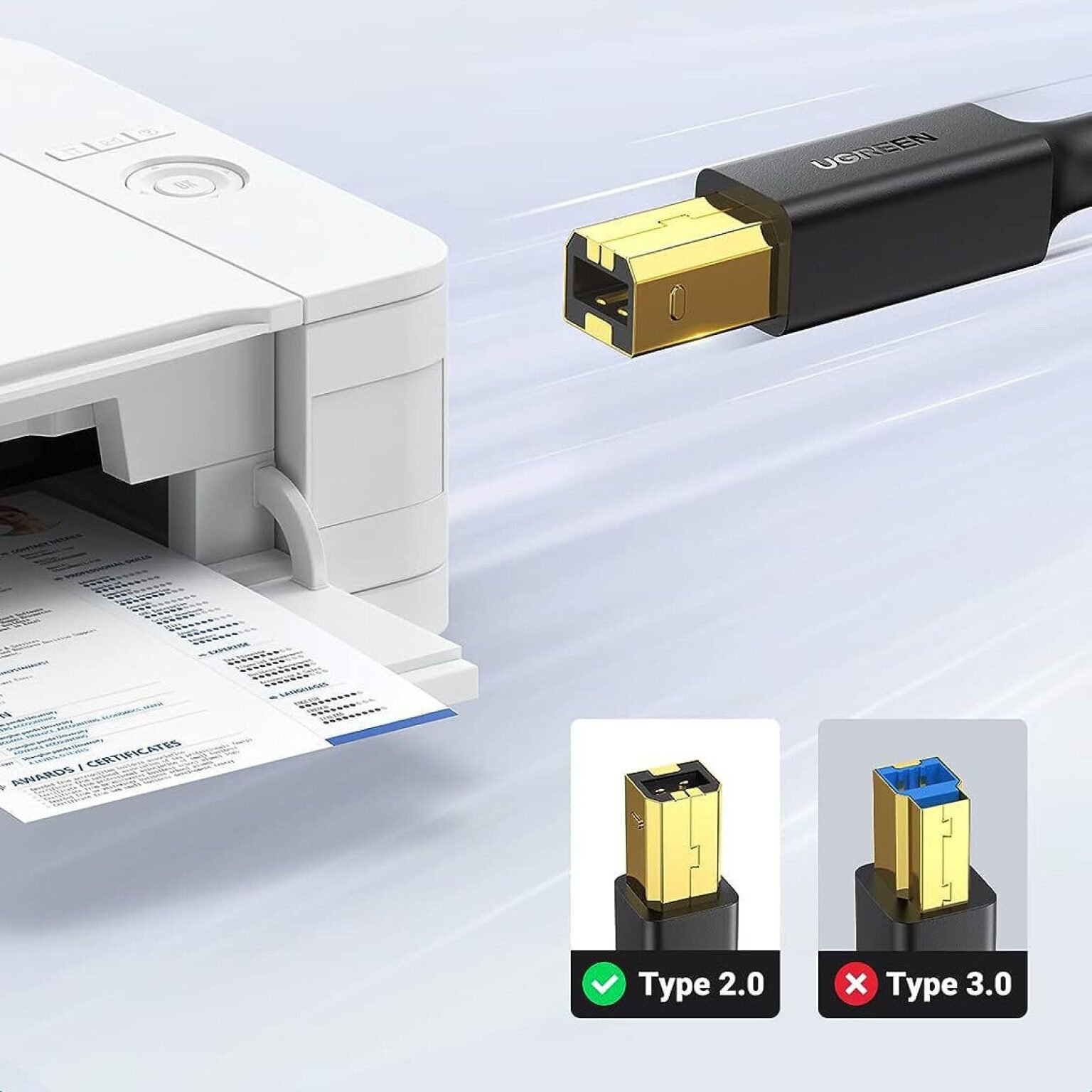 Câble Imprimante USB 2.0 Ugreen 3 Mètres – 10351 – Image 3