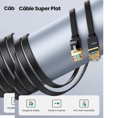 Câble Réseau Ugreen 3m RJ45 Cat7 U/FTP 10Gbps Plat – 11262 – Image 4