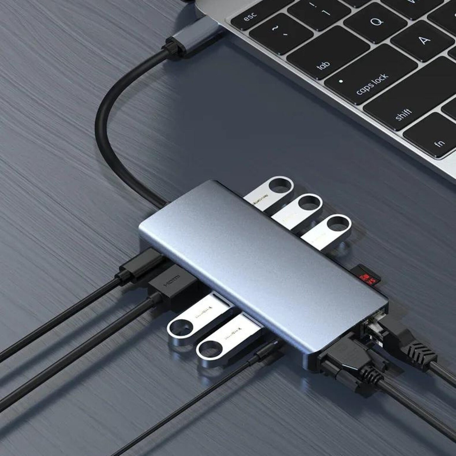 Adaptateur USB-C 12-en-1 – HDMI 4K, USB x5, PD 100W, TF/SD, RJ45, VGA, Jack – Image 4