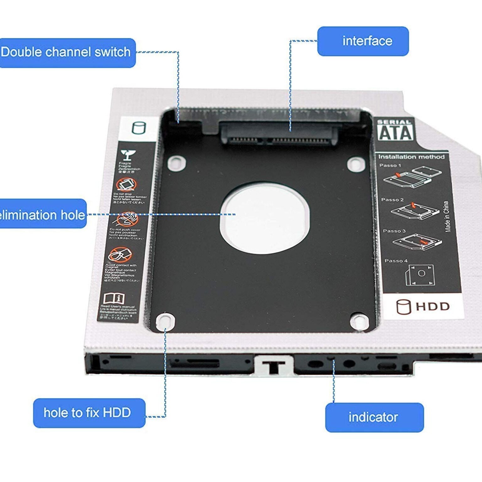 Boîtier Caddy pour Disque Dur 2.5" SATA SSD/HDD – Image 4