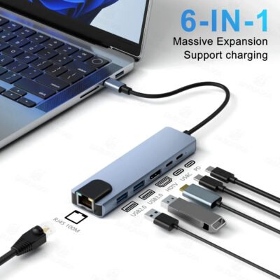 Adaptateur USB-C 6-en-1 – HDMI 4K, RJ45, USB 3.0 – Image 4