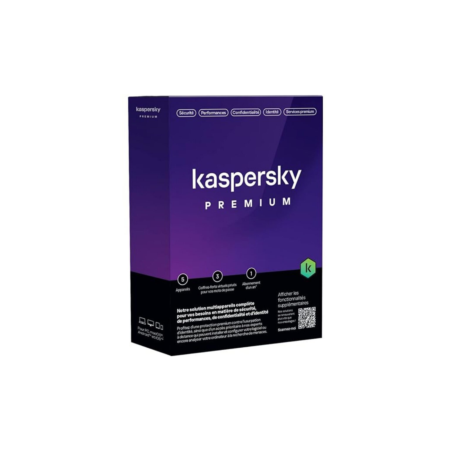 Kaspersky Premium – Antivirus 3 postes, 1 an (KL10478BCFS-SLIMMAG)