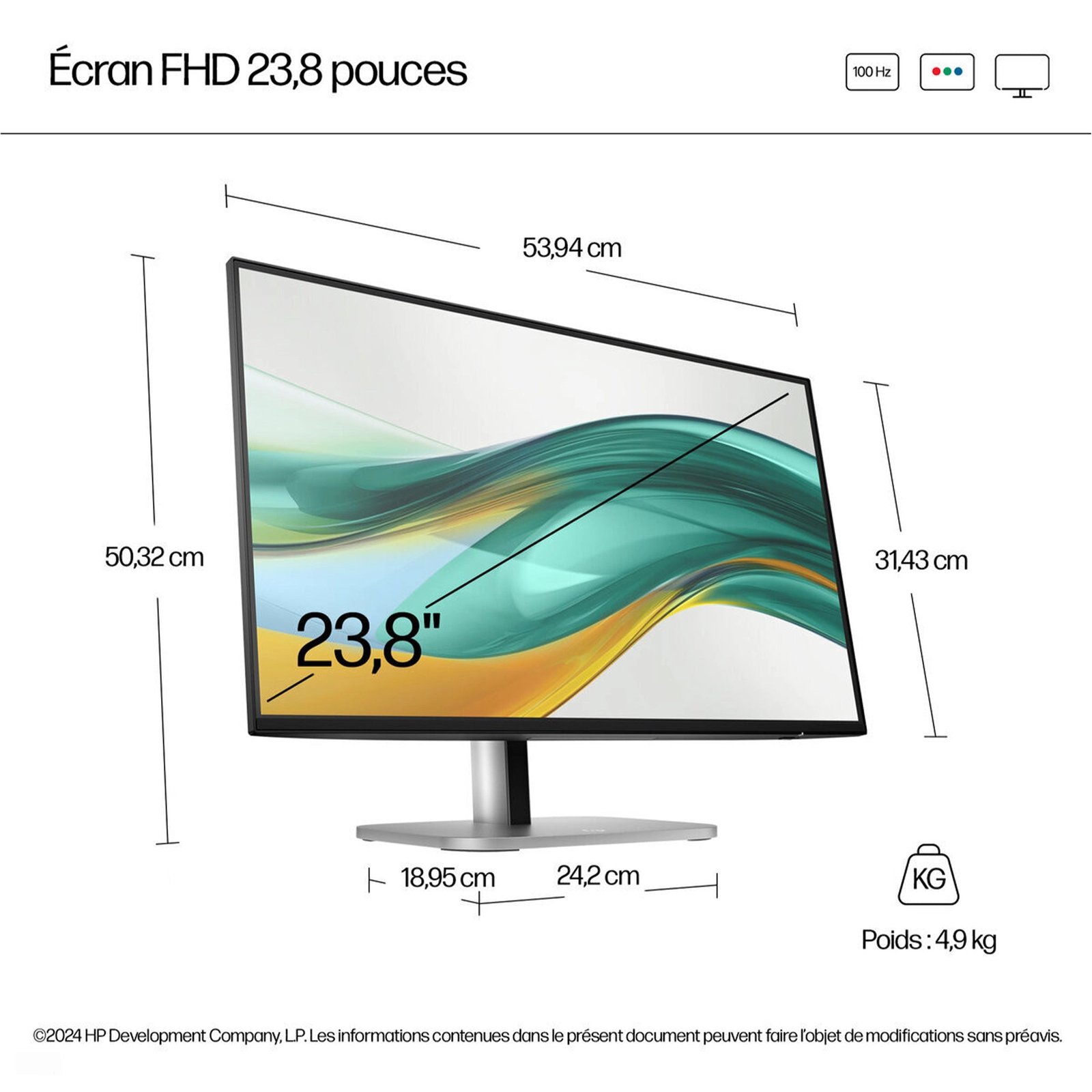 Écran HP Series 5 Pro 524pf 23,8″ Full HD – 9D9L6E9 – Image 7