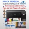 Pack Imprimante Epson EcoTank L3210 + 4 Encres Sublimation + 100 Papiers Transfert
