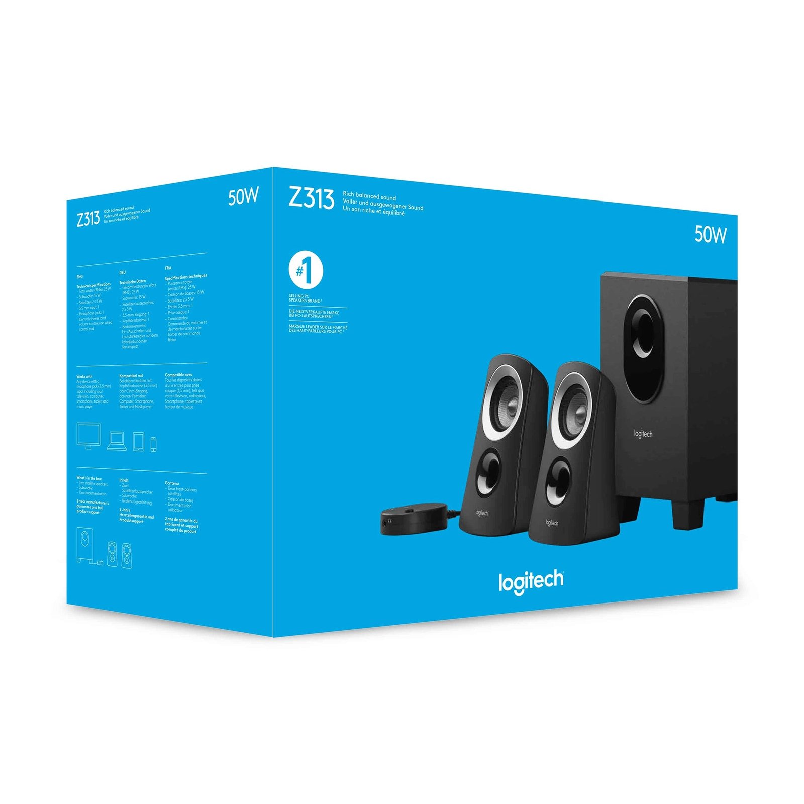 Haut-Parleurs Logitech Z313 Stéréo avec Caisson de Basses – 980-000413