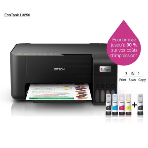 Imprimante Epson EcoTank L3250 Couleur WiFi – Réservoirs Rechargeables (C11CJ67408)