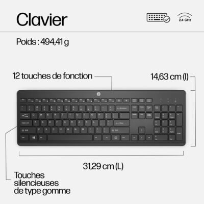 Kit Clavier & Souris Sans Fil HP 230 AZERTY – 18H24AA – Image 5