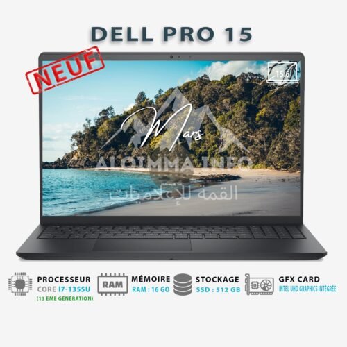 Ordinateur Portable Dell Pro 15 i7-1355U 10 Cœurs 16GB SSD 512GB 15.6″