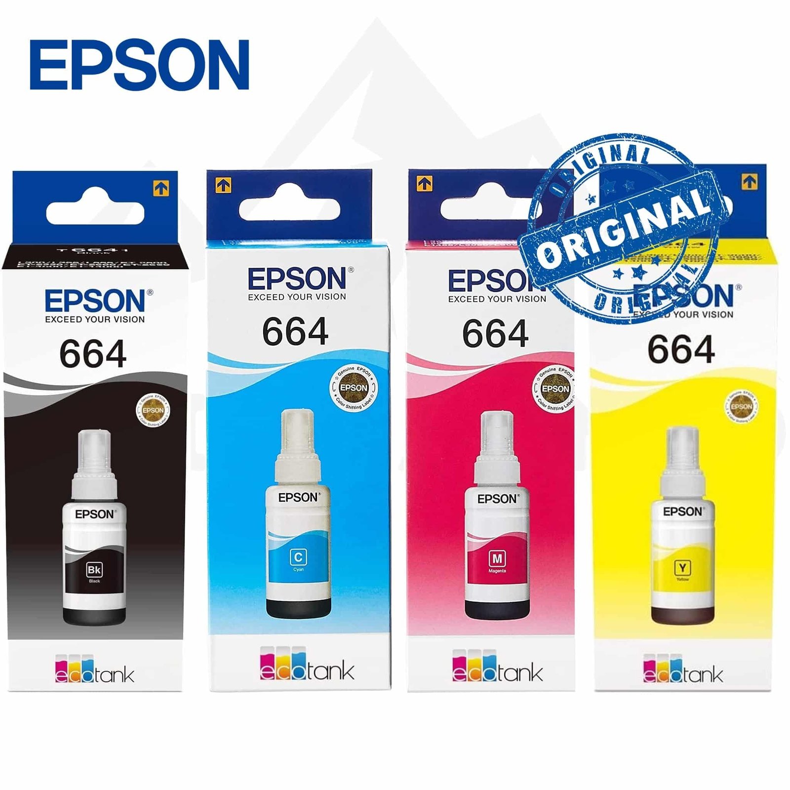 Pack 4 Bouteilles d'Encre Originales Epson EcoTank 664