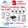 Pack Vidéosurveillance Dahua 4 Caméras 2Mp (4 extérieures)