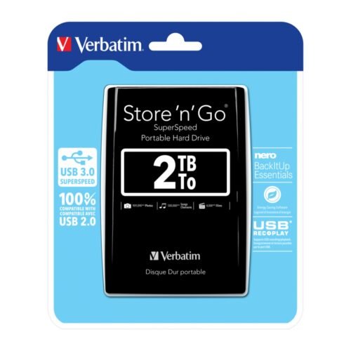 Disque Dur Portable Verbatim 2TB – USB 3.0 (53177)