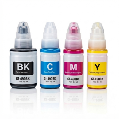 Pack de 4 Bouteilles d'Encres Compatibles Canon GI-490 (Noir + CMY)