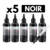Pack 5 Bouteilles d'Encre Universelle - Noir (5x100ml) + 1 Seringue