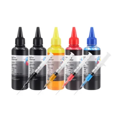 Pack 5 Bouteilles d&rsquo;Encre Universelle (100ml) + 4 Seringues Gratuites