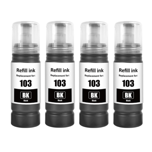 Pack de 4 Bouteilles d'Encre Compatible Epson 103 - Noir (4 x 70ml)