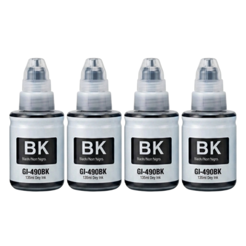 Pack de 4 Bouteilles d'Encres Compatibles Canon GI-490 - Noir (135ml x4)