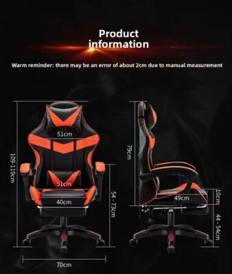 Chaise Gamer Ergonomique Inclinable - Noir & Rouge (PROMOTION!!!!!) – Image 2